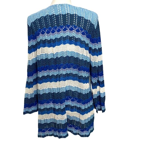 Christopher & Banks Open Front Knit Cardigan XL Blue Oceancore Mermaid Coastal - Picture 3 of 7